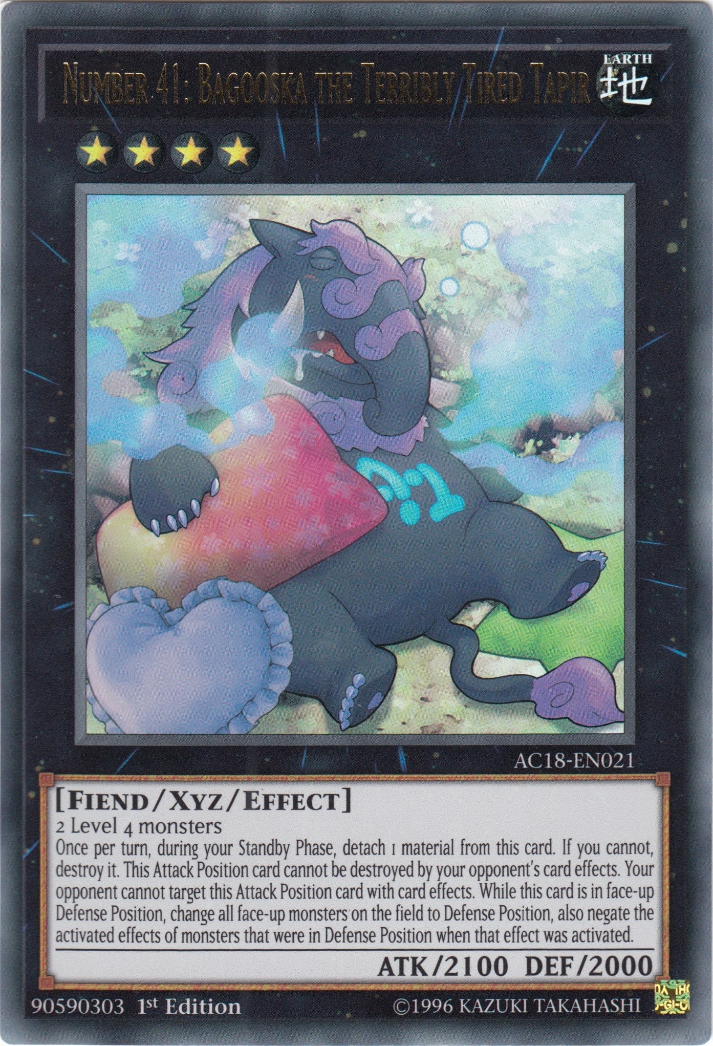 Number 41: Bagooska the Terribly Tired Tapir (18021) (AC18) - YuGiOh Single