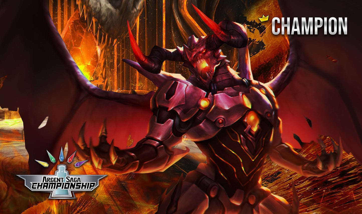 Argent Saga TCG Rubber Event Playmat - Dragonholt the Fire Champion (September 2019) - Playmats Sealed