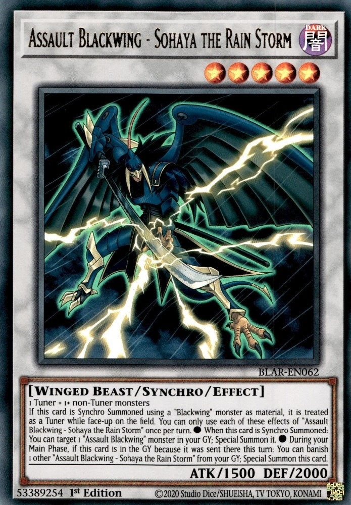 Assault Blackwing - Sohaya the Rain Storm (62) (BLAR) - YuGiOh Single