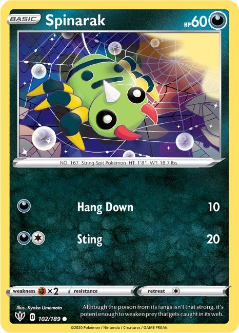 Image for Spinarak (102/189) (SWSH03: Darkness Ablaze) - Pokemon