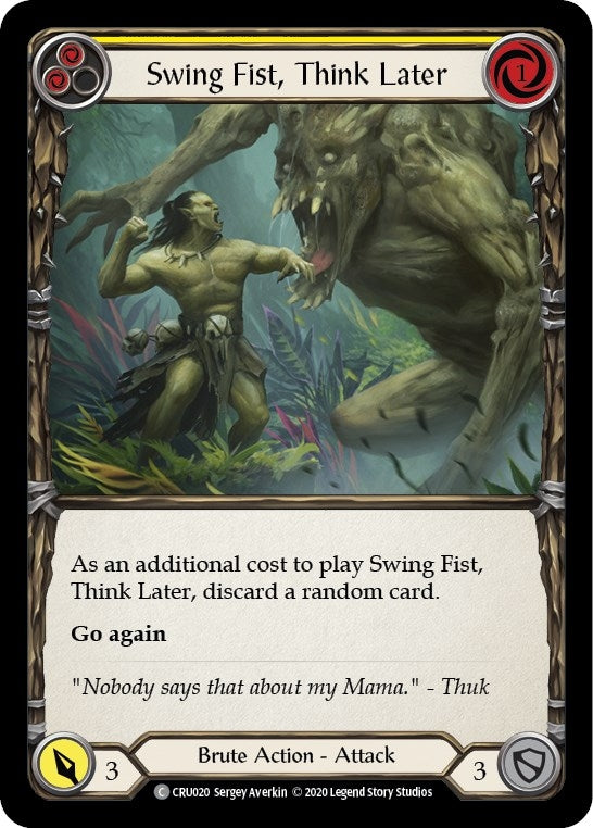 Image for Swing Fist, Think Later (Yellow) (CRU020) - Flesh and Blood TCG