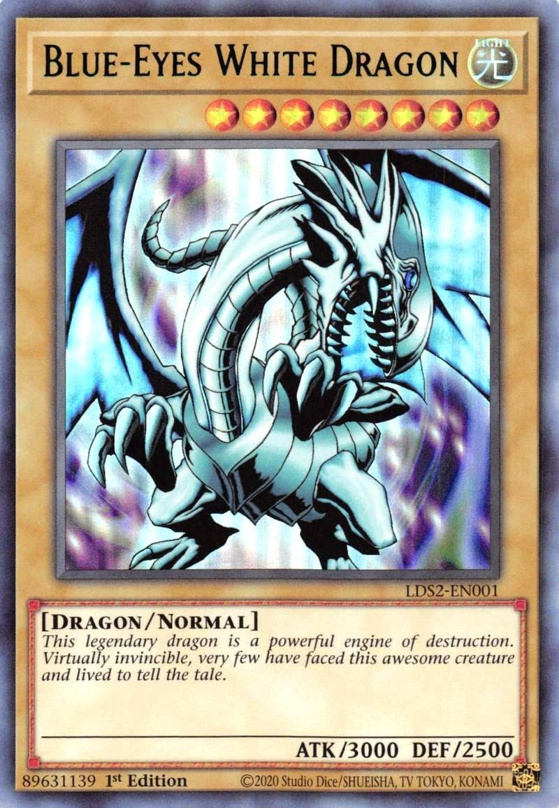 Blue-Eyes White Dragon (Green) (2001) (LDS2) - YuGiOh Single