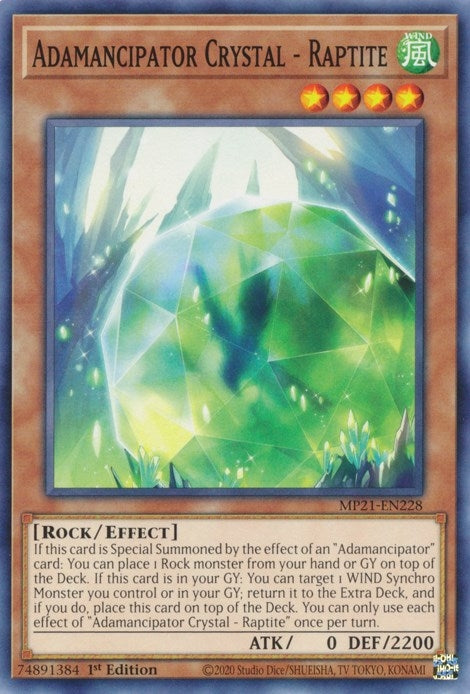 Adamancipator Crystal - Raptite (21228) (MP21) - YuGiOh Single