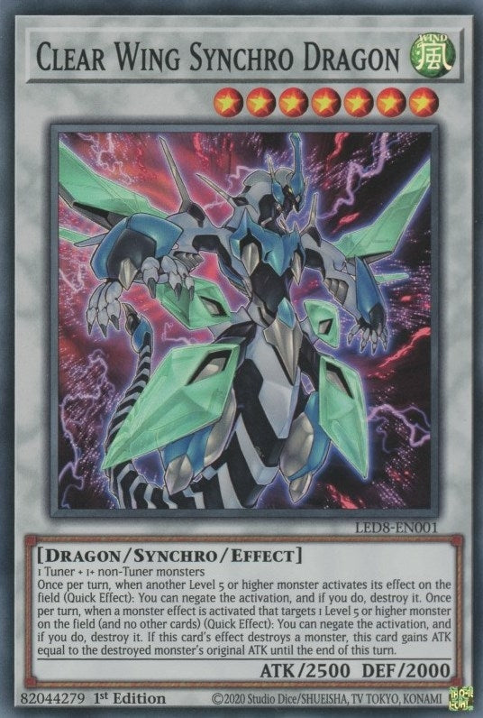 Clear Wing Synchro Dragon (8001) (LED8) - YuGiOh Single