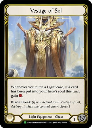 Image for Vestige of Sol (Golden) - FAB017 (FAB017) - Flesh and Blood TCG