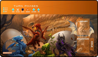 GamerMats Playmat - Baby Dragons with Magic Compatible Zones (Premium Black Stitched) - Playmats Sealed