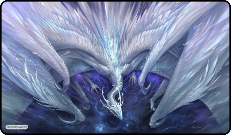 GamerMats Playmat - White Crystal Dragon (Premium White Stitched) - Playmats Sealed