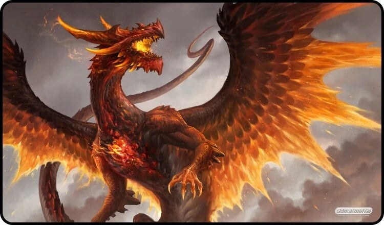 GamerMats Playmat - Red Crystal Dragon (Premium Black Stitched) - Playmats Sealed