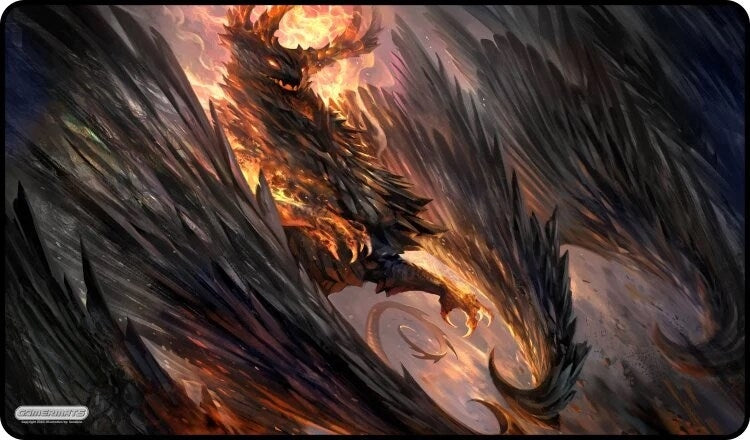 GamerMats Playmat - Black Crystal Dragon (Premium White Stitched) - Playmats Sealed
