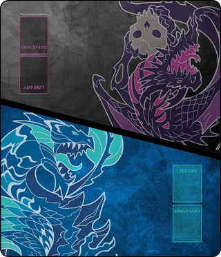 GamerMats Playmat - Black Blue Dragon 2-Player XL Playmat (Magic Compatible) - Playmats Sealed