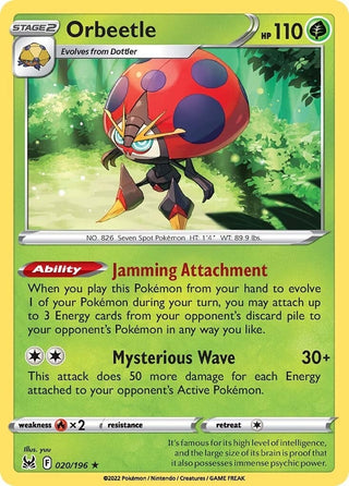 Image for Orbeetle (020/196) (SWSH11: Lost Origin) - Pokemon