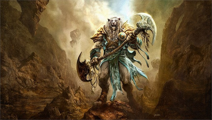 Aleksi Briclot Planeswalker Playmat for Magic: The Gathering (Kickstarter Exclusive) - Ajani Goldmane - Playmats Sealed