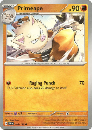 Image for Primeape (108/198) (SV01: Scarlet & Violet Base Set) - Pokemon
