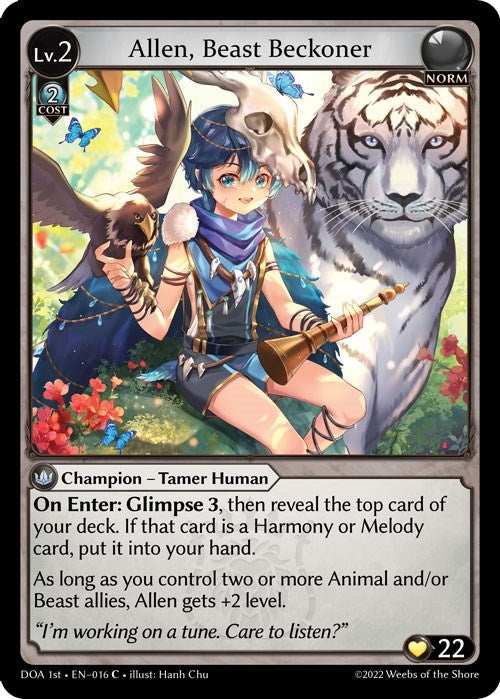 Image for Allen, Beast Beckoner (016) (Dawn of Ashes 1st Edition) - Grand Archive TCG