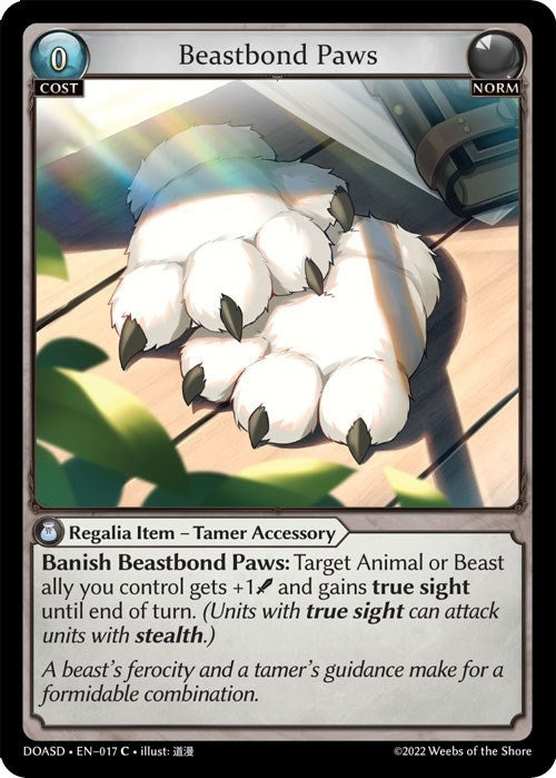 Image for Beastbond Paws (017) (Dawn of Ashes Starter Decks) - Grand Archive TCG