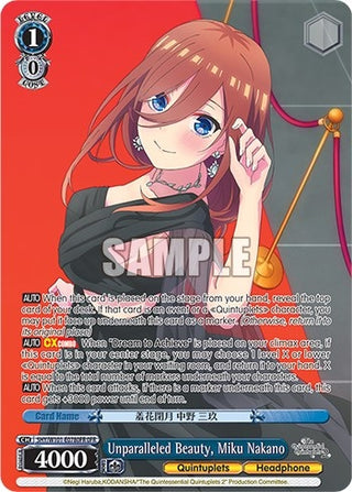 Unparalleled Beauty Miku Nakano (OFR) (5) - Weiss Schwarz Single