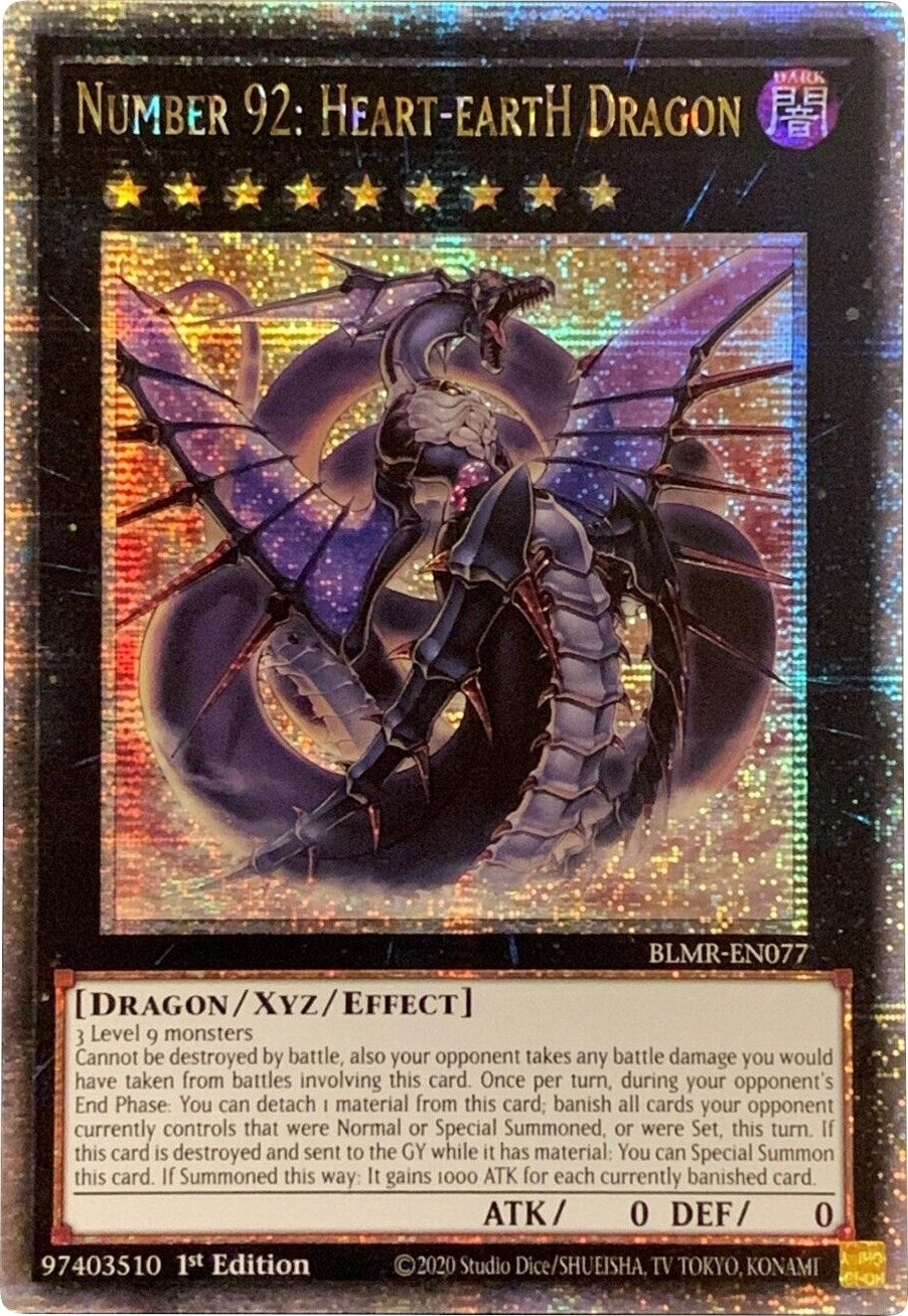 Number 92: Heart-eartH Dragon (Quarter Century Secret Rare) (77) (BLMR) - YuGiOh Single