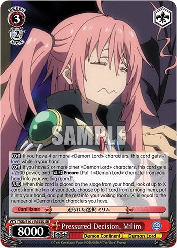 Pressured Decision Milim (SR) (101053) - Weiss Schwarz Single