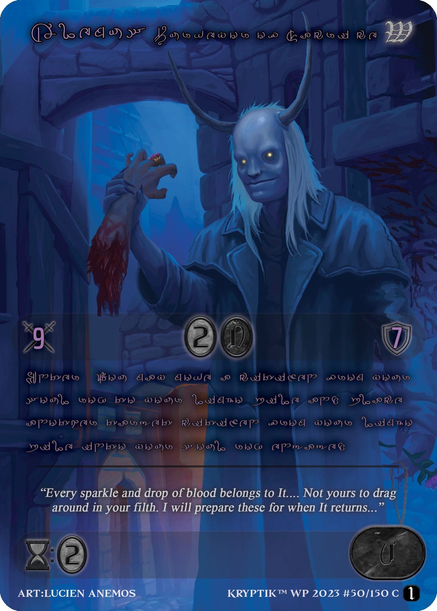 Alemus Purveyor of Sacrifice (Purple Kryptik Language) (50) - Kryptik TCG Single
