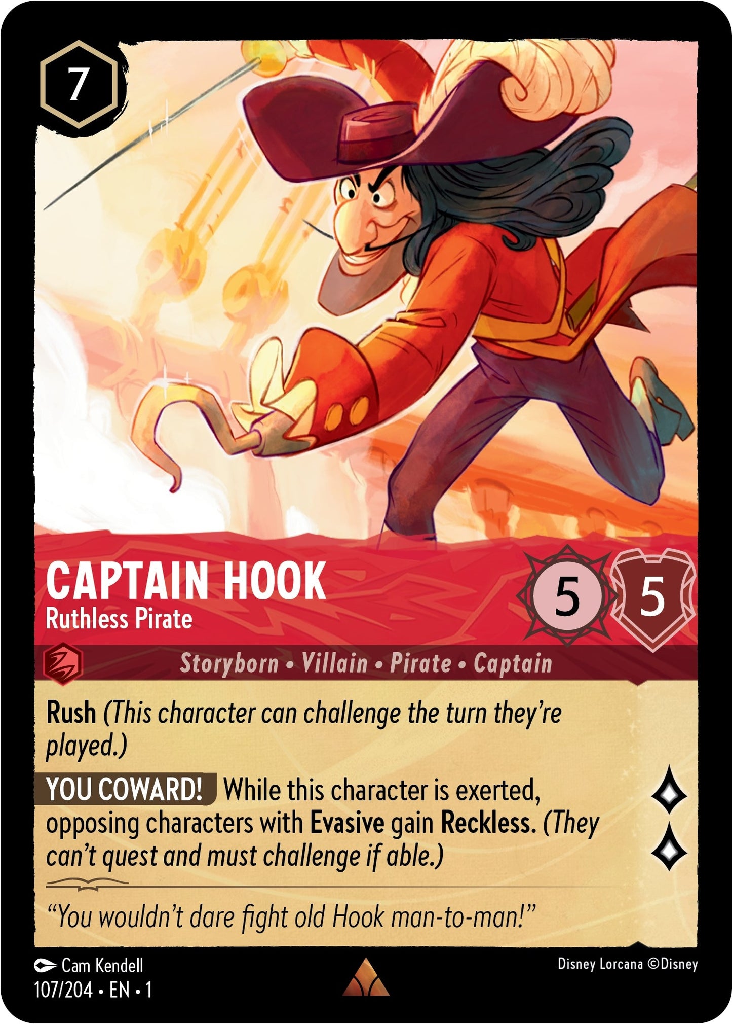 Captain Hook - Ruthless Pirate (107) (1) - Disney Lorcana Single