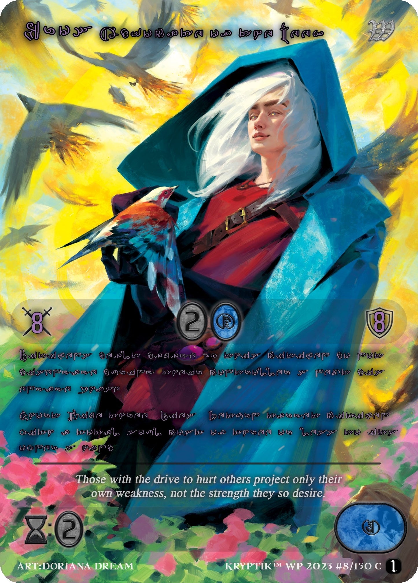 Eros Advocate of the Meek (Purple Kryptik Language) (8) - Kryptik TCG Single
