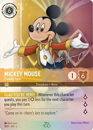 Mickey Mouse - Friendly Face (Alternate Art) (18) (D100) - Disney Lorcana Single
