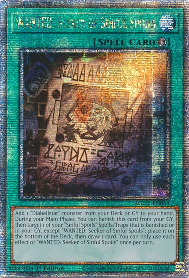 WANTED: Seeker of Sinful Spoils (Quarter Century Secret Rare) (54) (AGOV) - YuGiOh Single