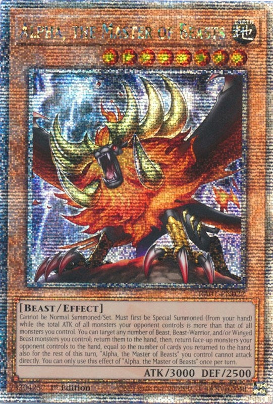 Alpha the Master of Beasts (Quarter Century Secret Rare) (1022) (RA01) - YuGiOh Single