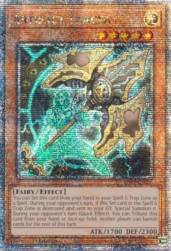 Artifact Lancea (Quarter Century Secret Rare) (1006) (RA01) - YuGiOh Single
