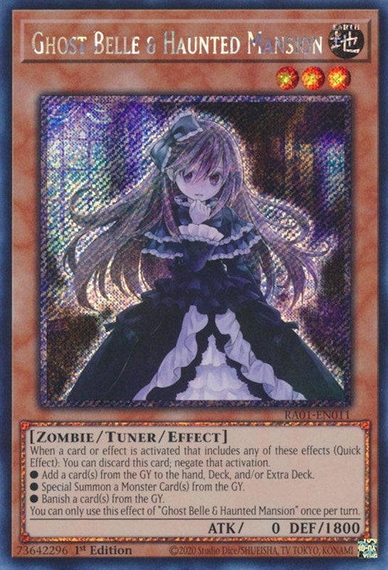 Ghost Belle & Haunted Mansion (Platinum Secret Rare) (1011) (RA01) - YuGiOh Single