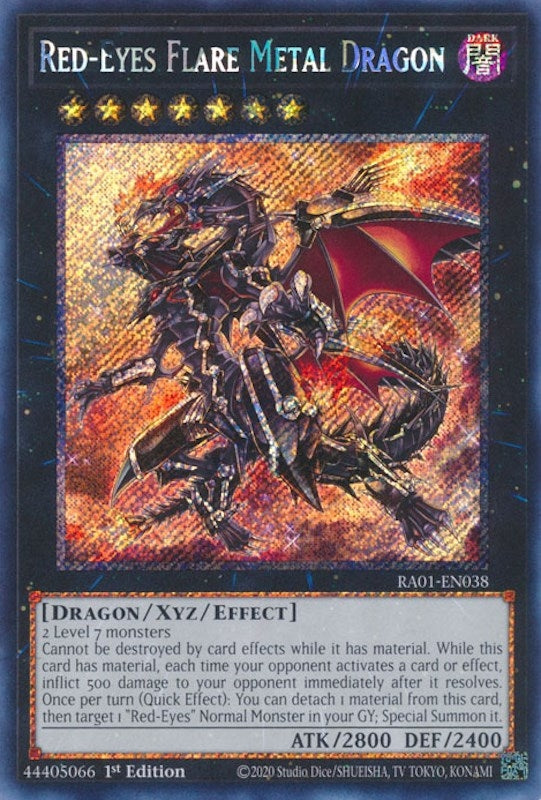 Red-Eyes Flare Metal Dragon (Platinum Secret Rare) (1038) (RA01) - YuGiOh Single