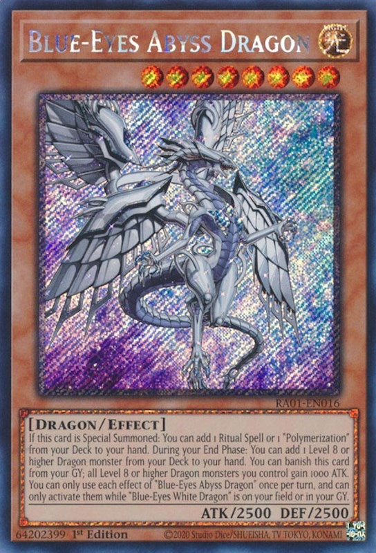 Blue-Eyes Abyss Dragon (Platinum Secret Rare) (1016) (RA01) - YuGiOh Single