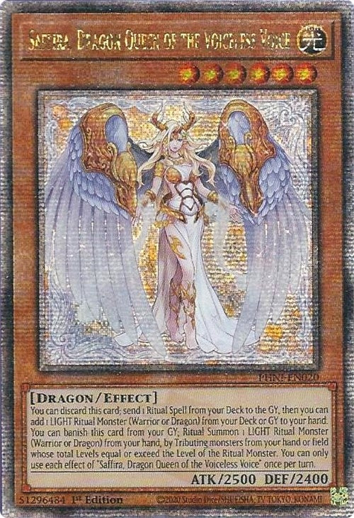 Saffira Dragon Queen of the Voiceless Voice (Quarter Century Secret Rare) (20) (PHNI) - YuGiOh Single