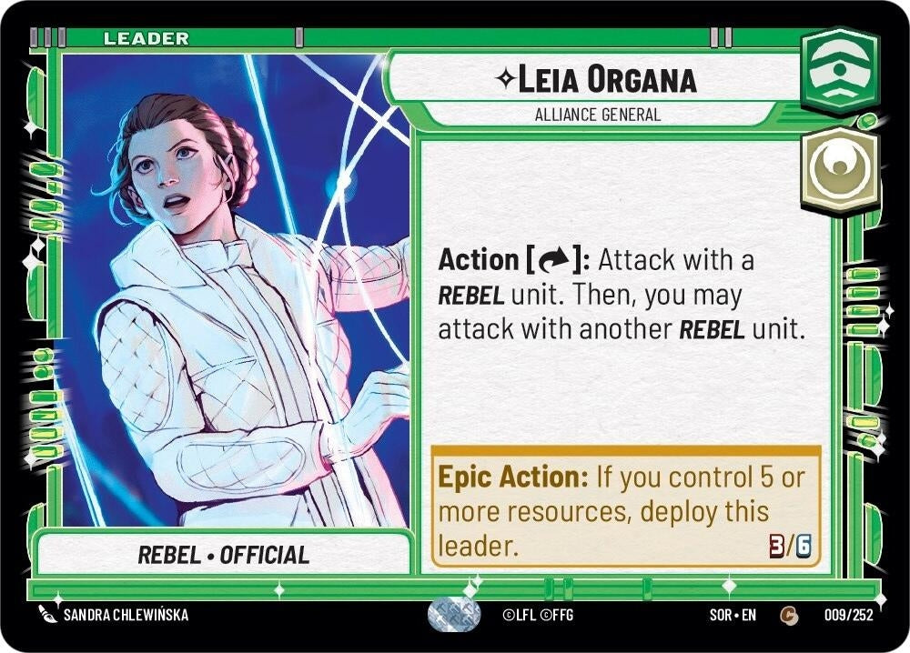 Leia Organa - Alliance General (9) (SOR) - Star Wars: Unlimited Single