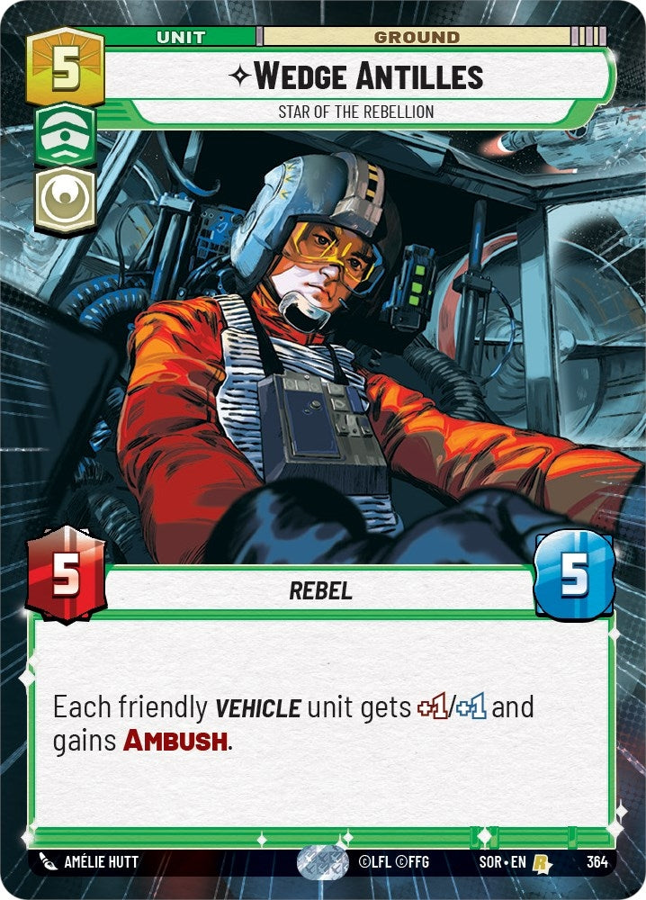 Wedge Antilles - Star of the Rebellion (Hyperspace) (364) (SOR) - Star Wars: Unlimited Single