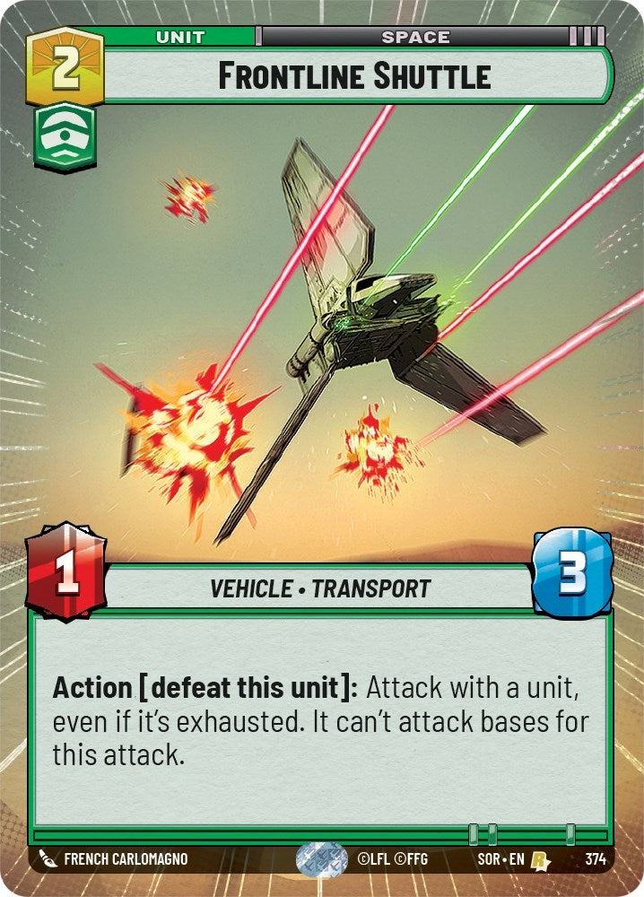 Frontline Shuttle (Hyperspace) (374) (SOR) - Star Wars: Unlimited Single
