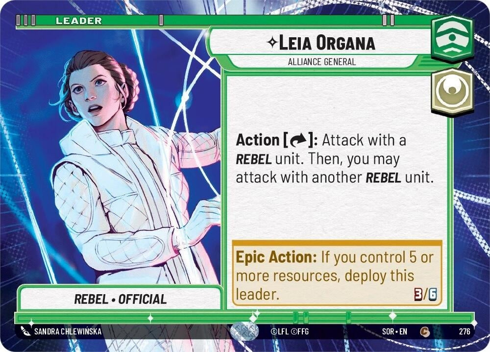 Leia Organa - Alliance General (Hyperspace) (276) (SOR) - Star Wars: Unlimited Single