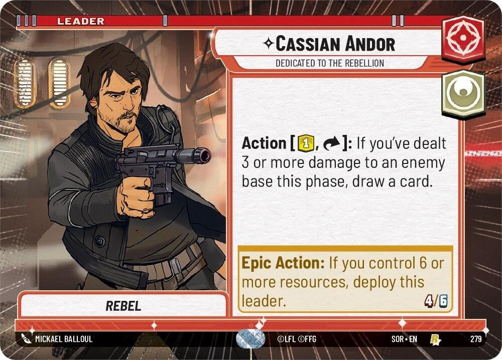Cassian Andor - Dedicated to the Rebellion (Hyperspace) (279) (SOR) - Star Wars: Unlimited Single