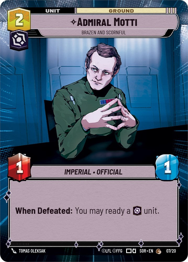 Admiral Motti - Brazen and Scornful (Hyperspace) (7) (SOR-WPP) - Star Wars: Unlimited Single