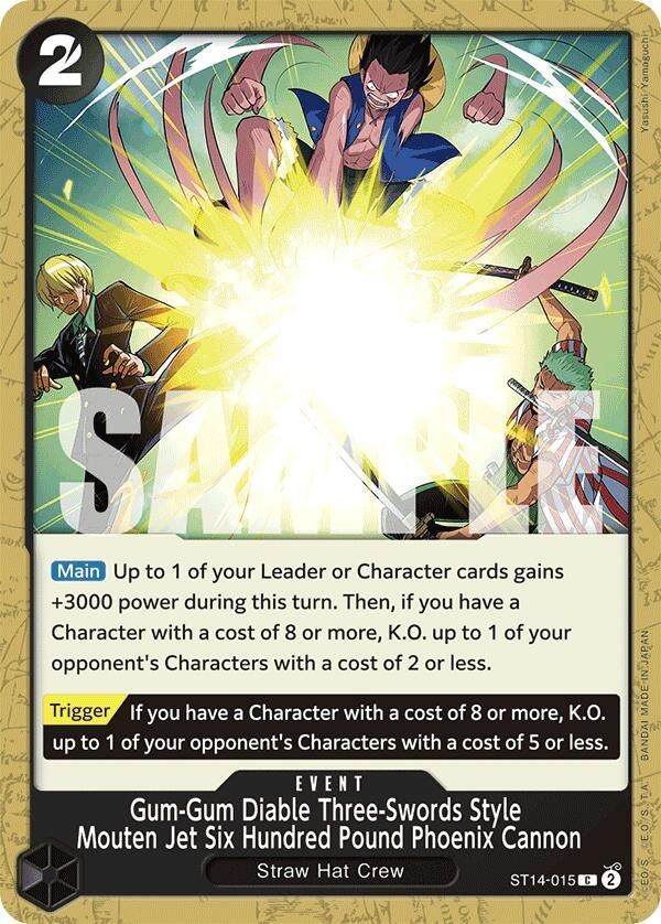 Gum-Gum Diable Three-Swords Style Mouten Jet Six Hundred Pound Phoenix Cannon (14015) (ST-14) - One Piece Card Game