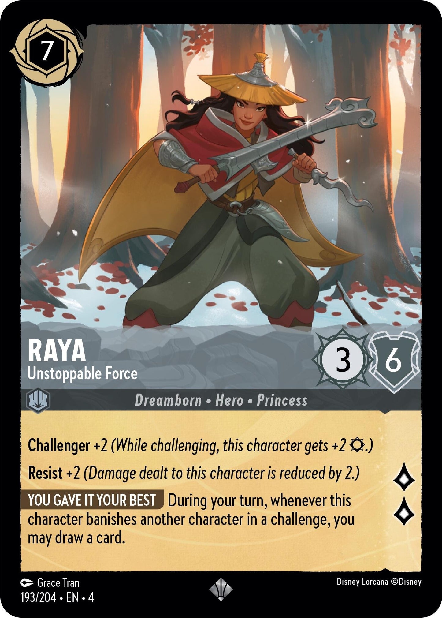 Raya - Unstoppable Force (193) (4) - Disney Lorcana Single