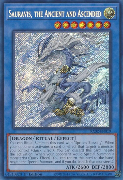 Sauravis the Ancient and Ascended (Secret Rare) (2019) (RA02) - YuGiOh Single