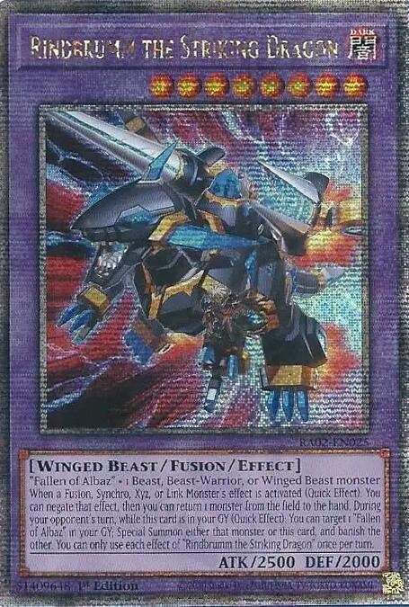 Rindbrumm the Striking Dragon (Quarter Century Secret Rare) (2025) (RA02) - YuGiOh Single
