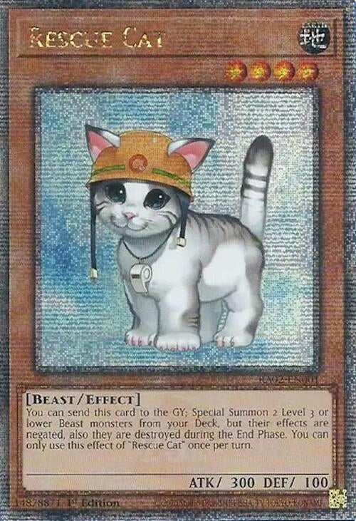 Rescue Cat (Quarter Century Secret Rare) (2001) (RA02) - YuGiOh Single