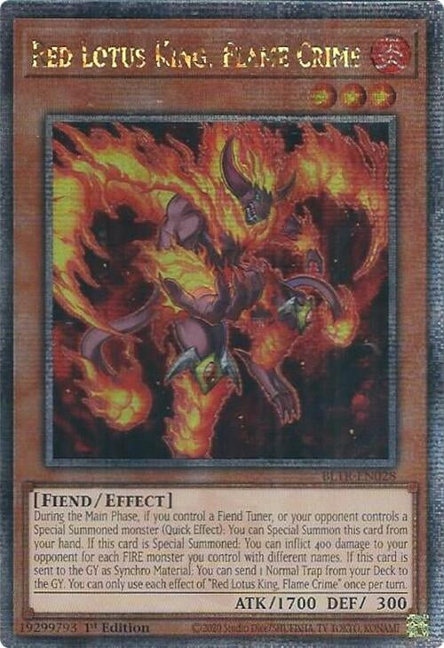 Red Lotus King Flame Crime (Quarter Century Secret Rare) (28) (BLTR) - YuGiOh Single