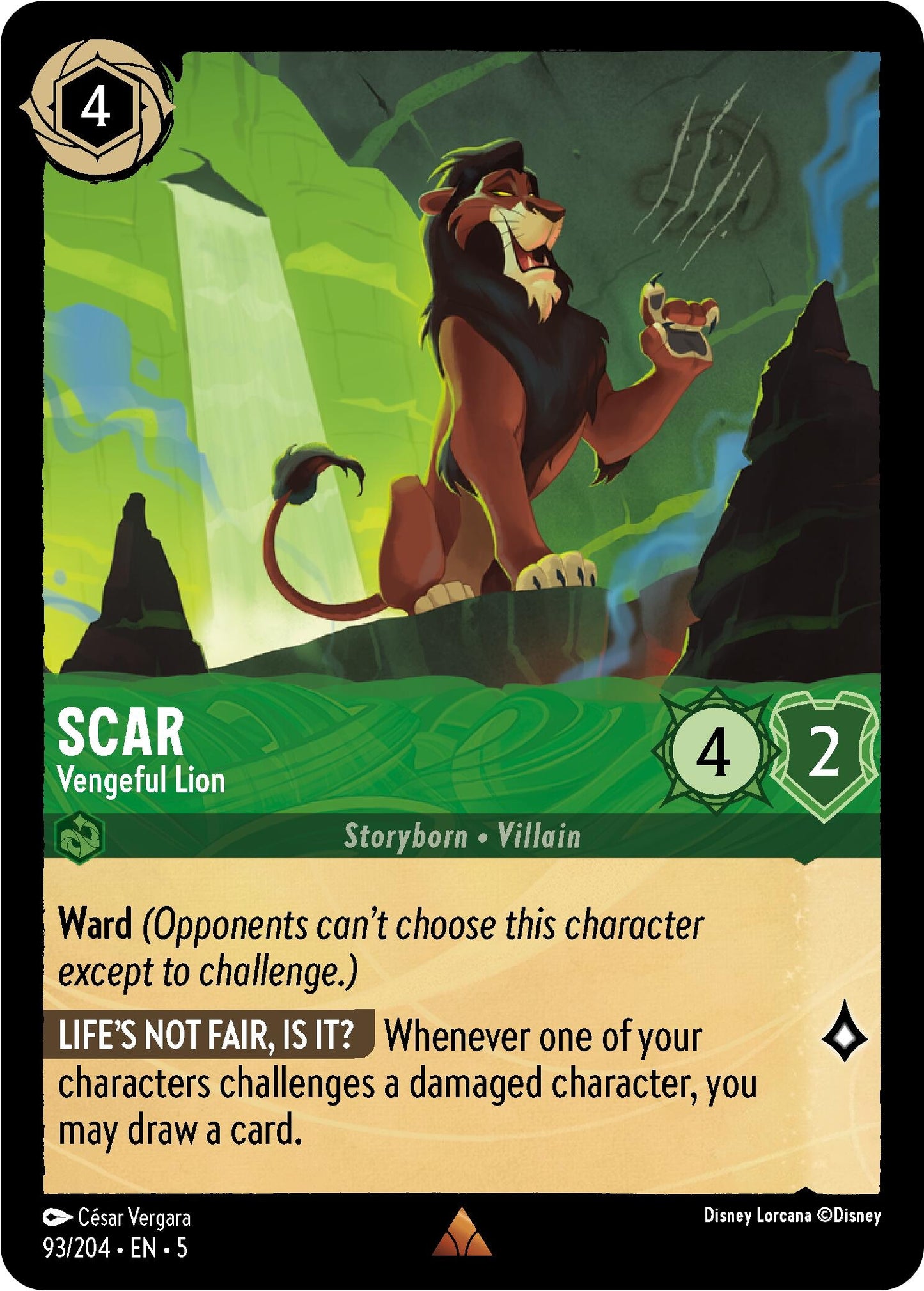 Scar - Vengeful Lion (93) (5) - Disney Lorcana Single