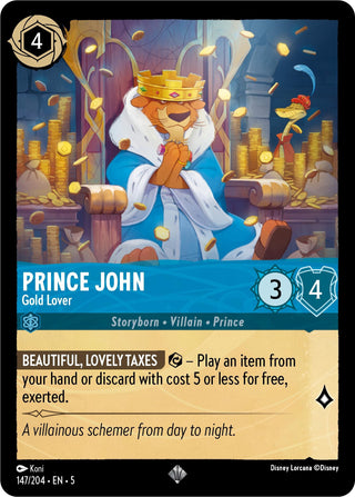 Prince John - Gold Lover (147) (5) - Disney Lorcana Single