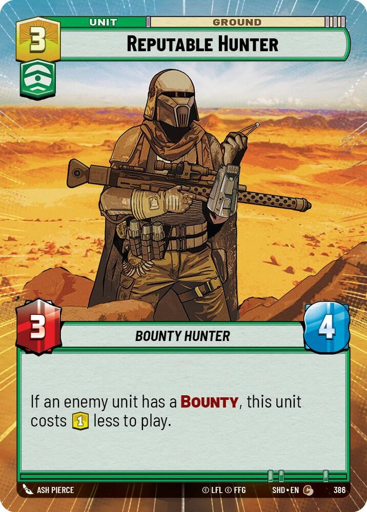 Reputable Hunter (Hyperspace) (386) (SHD) - Star Wars: Unlimited Single