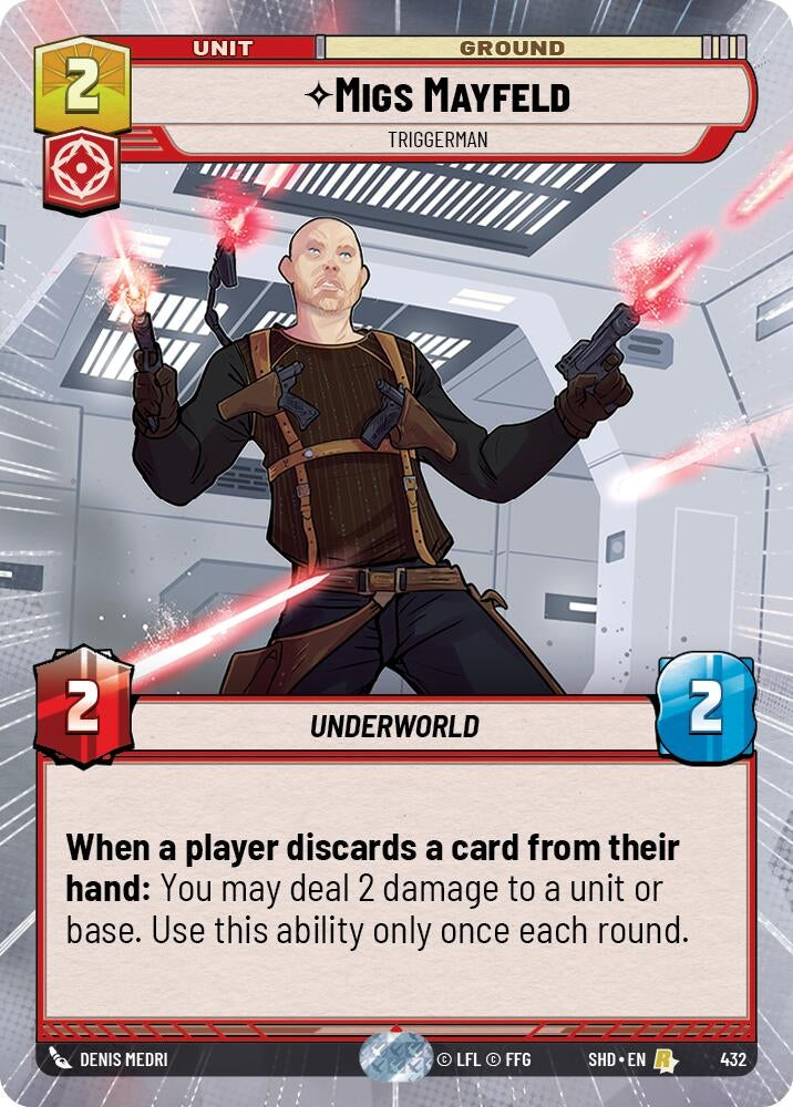 Migs Mayfeld - Triggerman (Hyperspace) (432) (SHD) - Star Wars: Unlimited Single