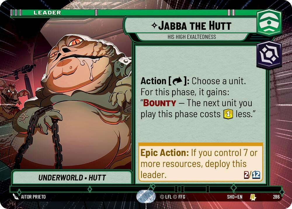 Jabba the Hutt - His High Exaltedness (Hyperspace) (286) (SHD) - Star Wars: Unlimited Single